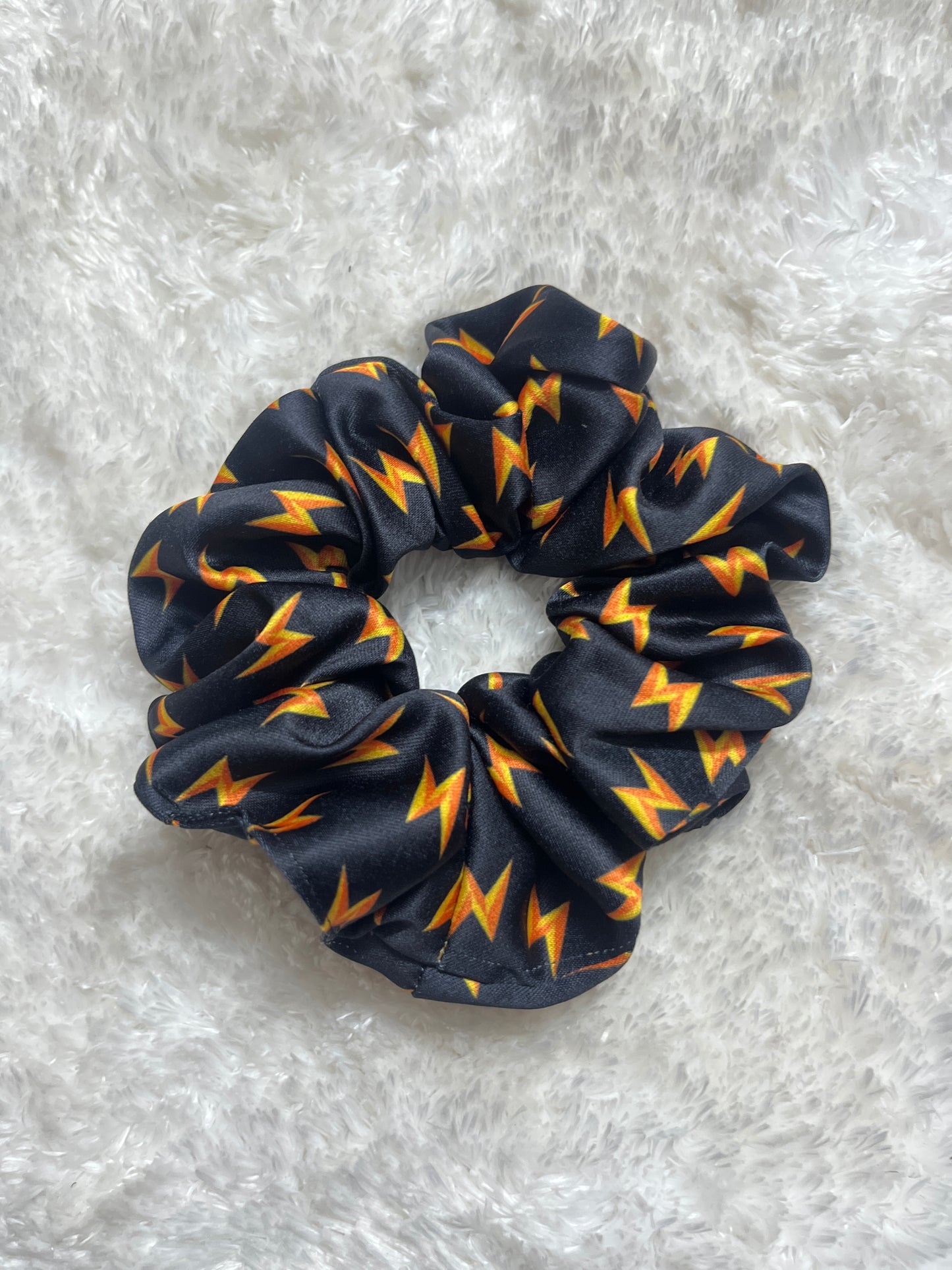 Black flash regular satin scrunchie
