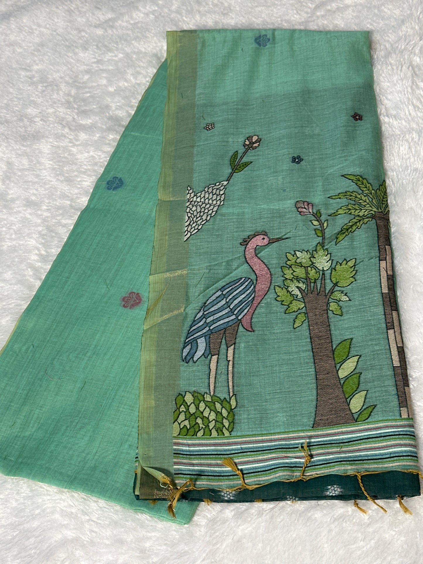 Cotton thread work saree
