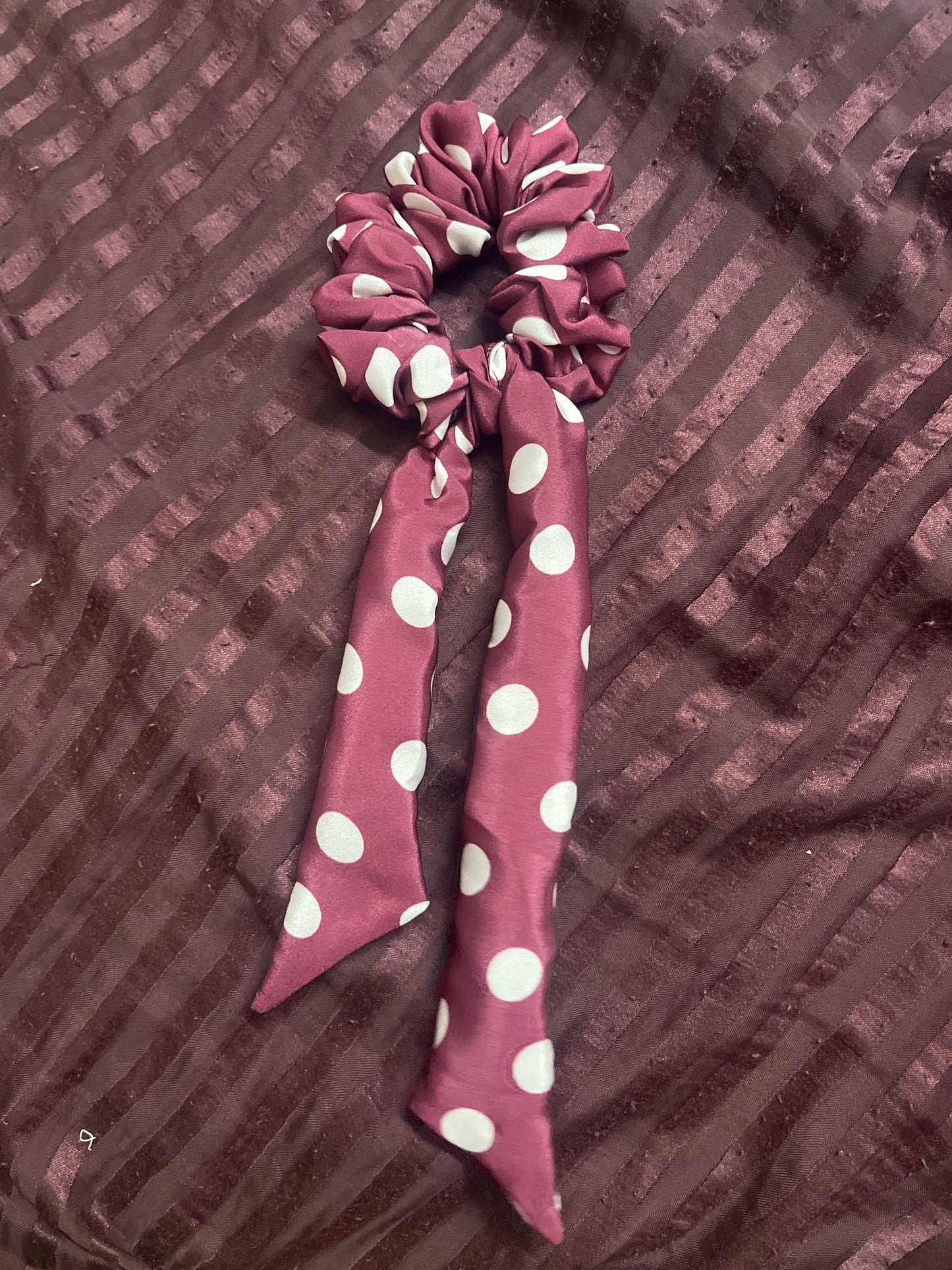Wine retro tail satin scrunchie