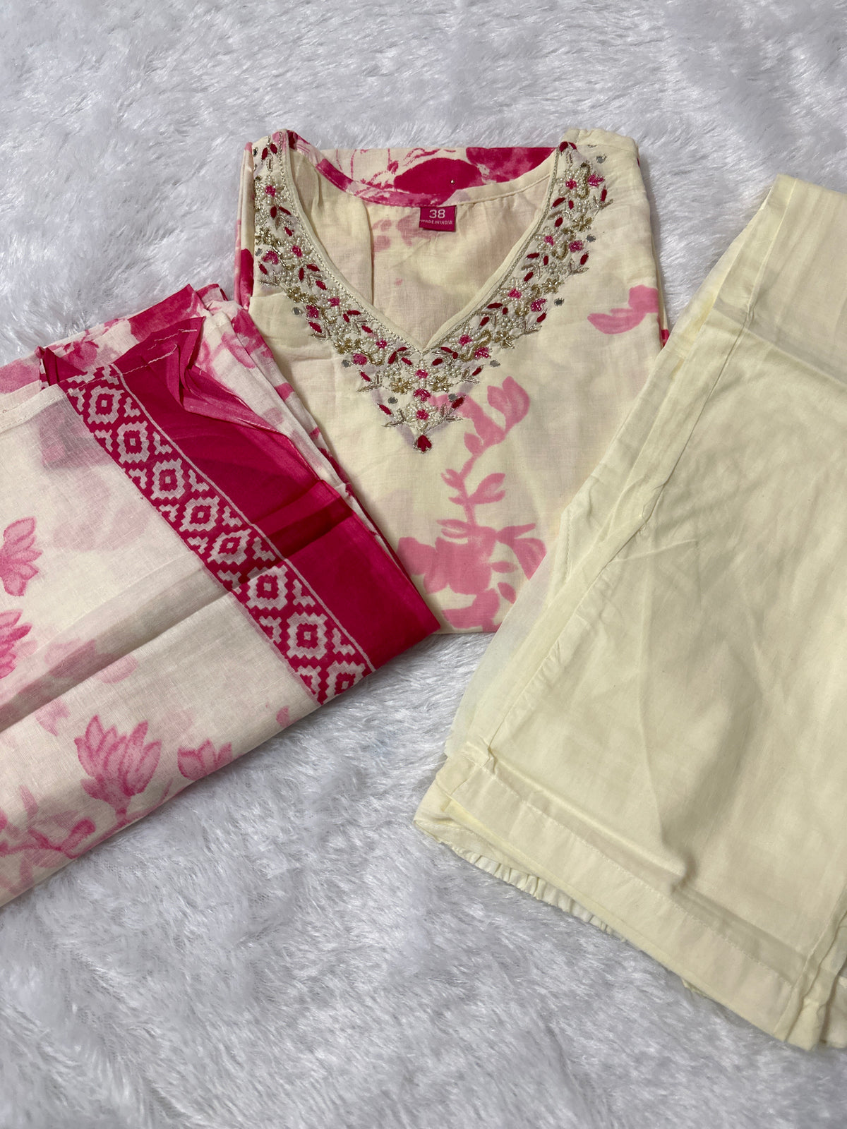 Cotton 3 piece kurti set