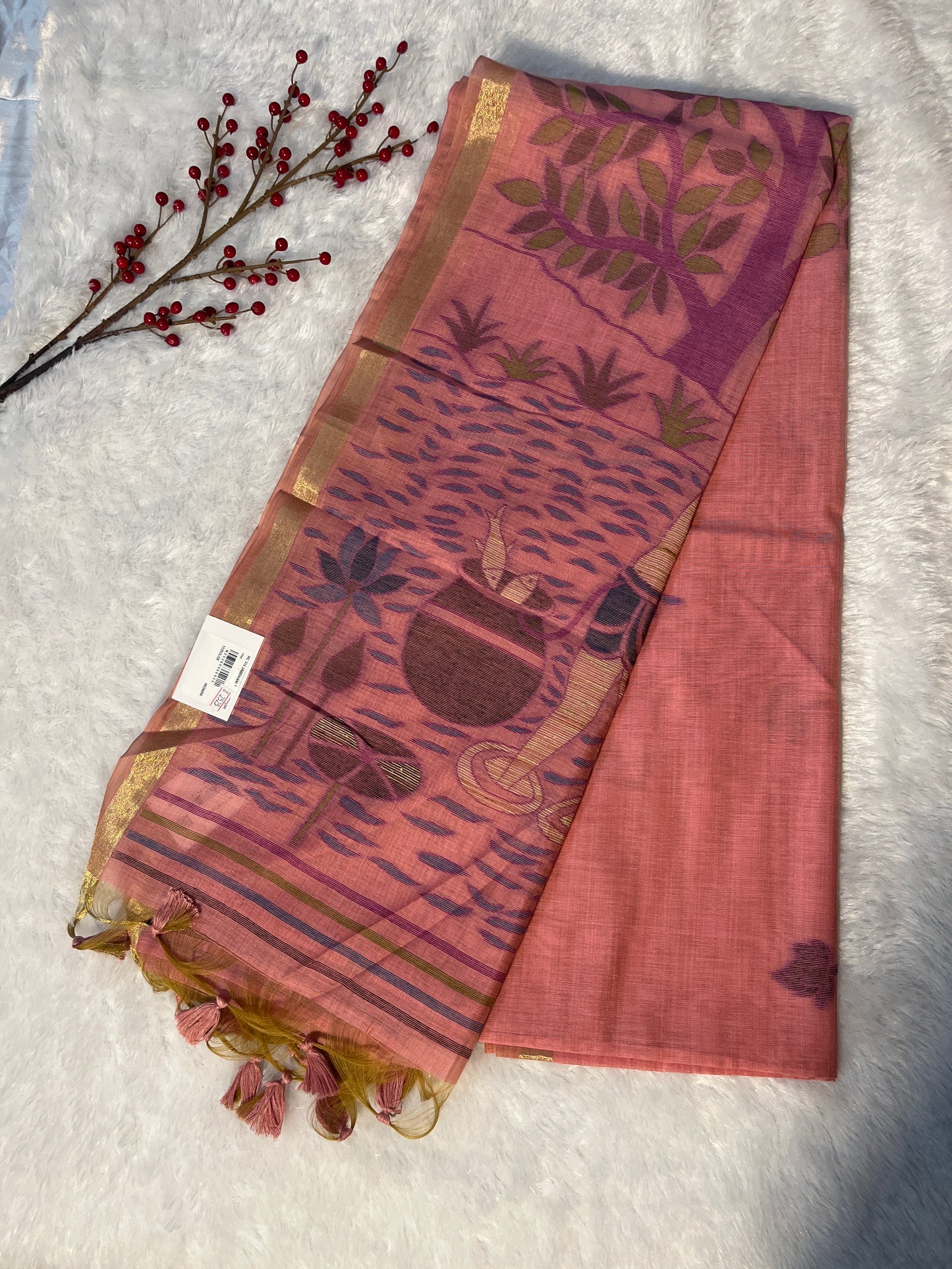 Jamdhani Linen cotton saree