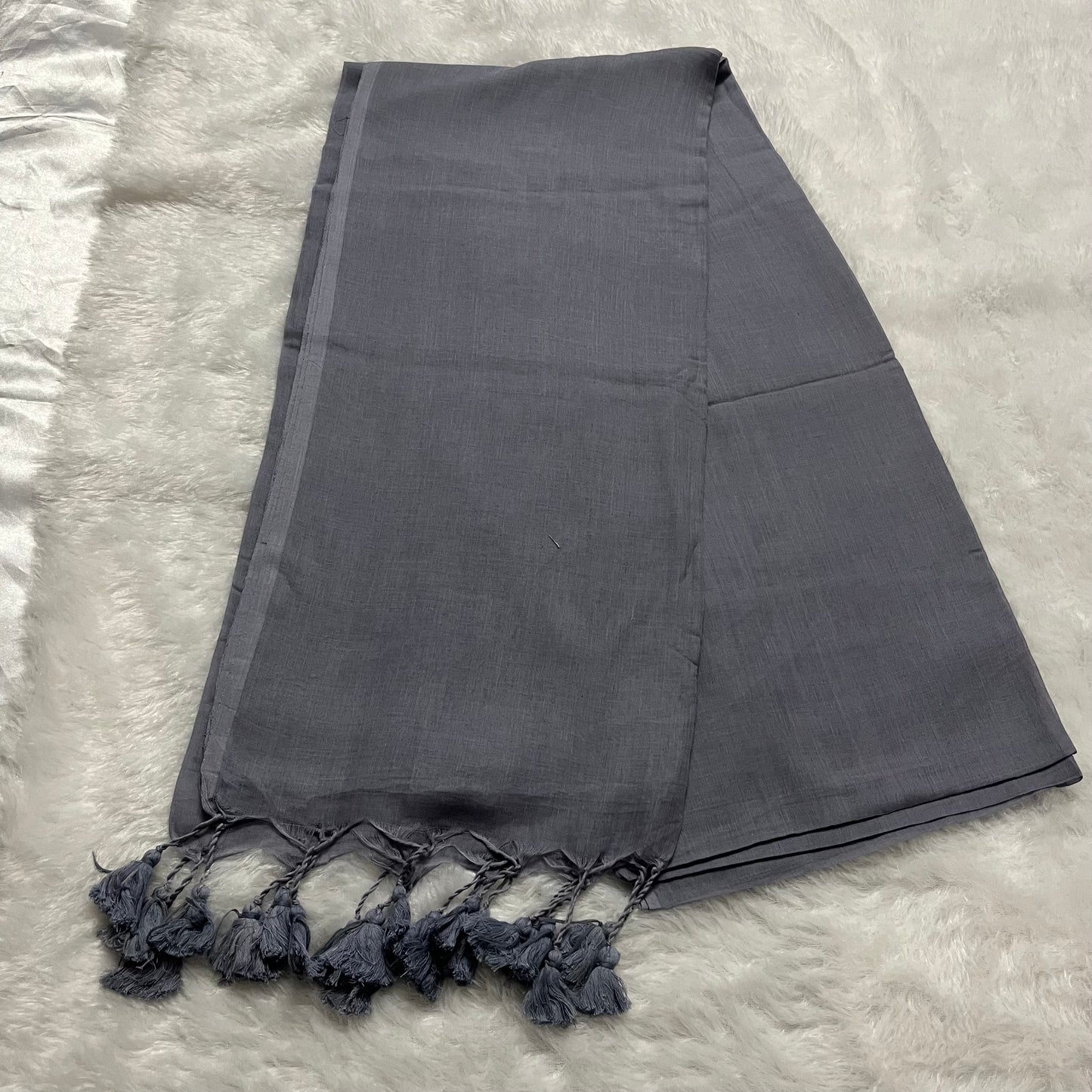 Plain Mul cotton saree