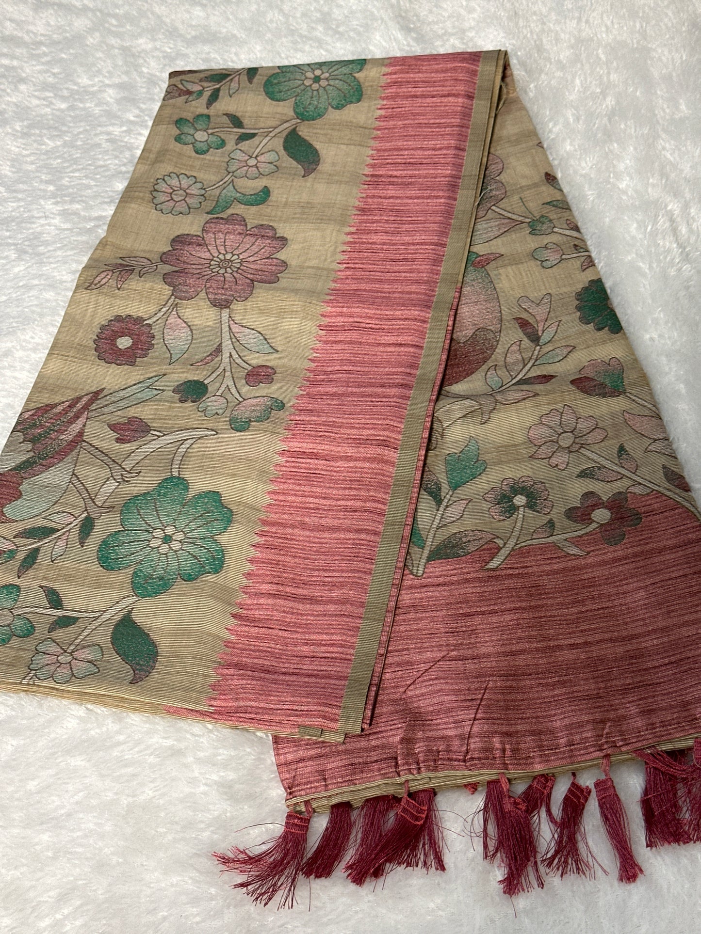 Handloom Cotton thread work saree