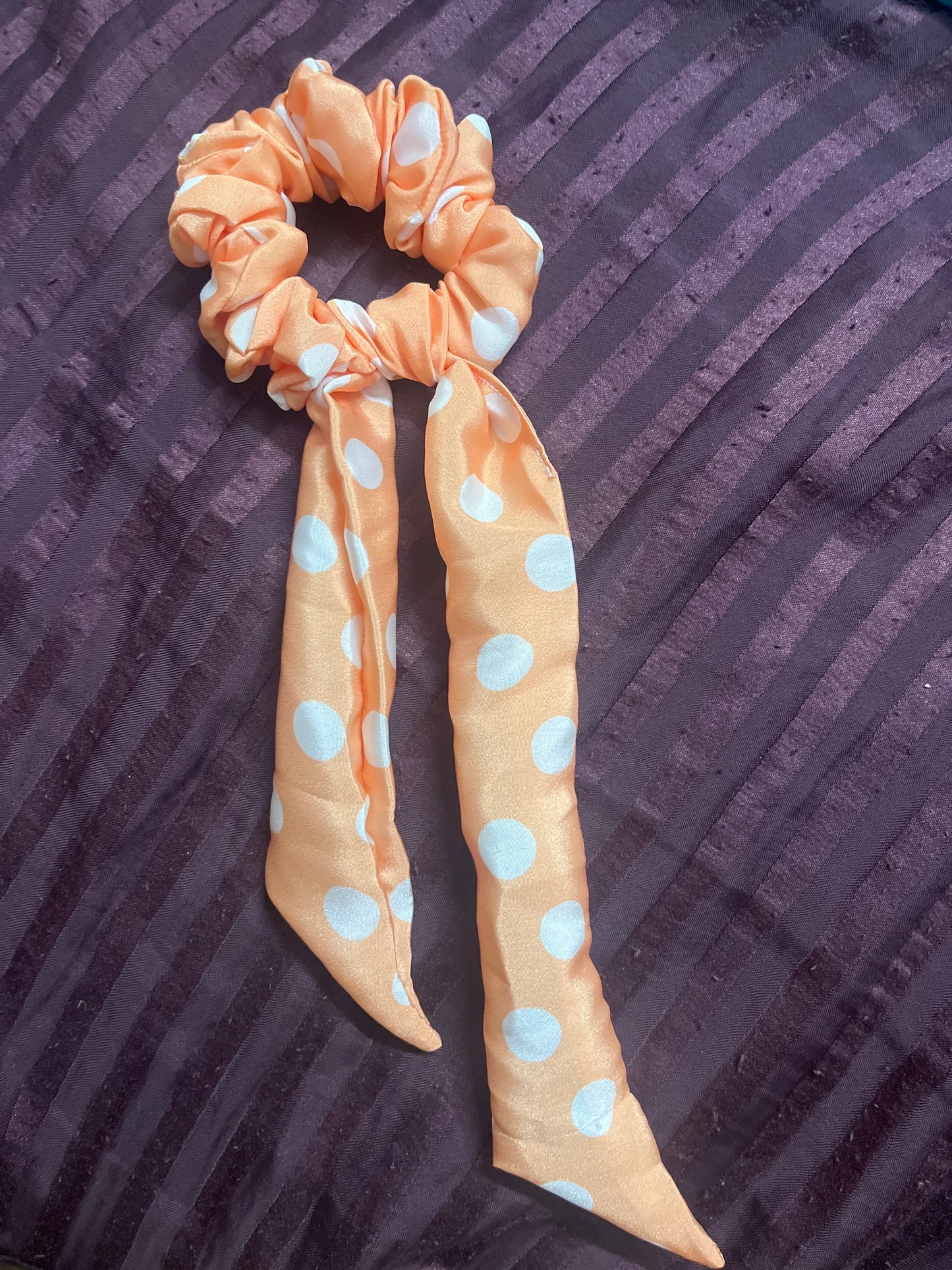 Retro orange tail satin scrunchie