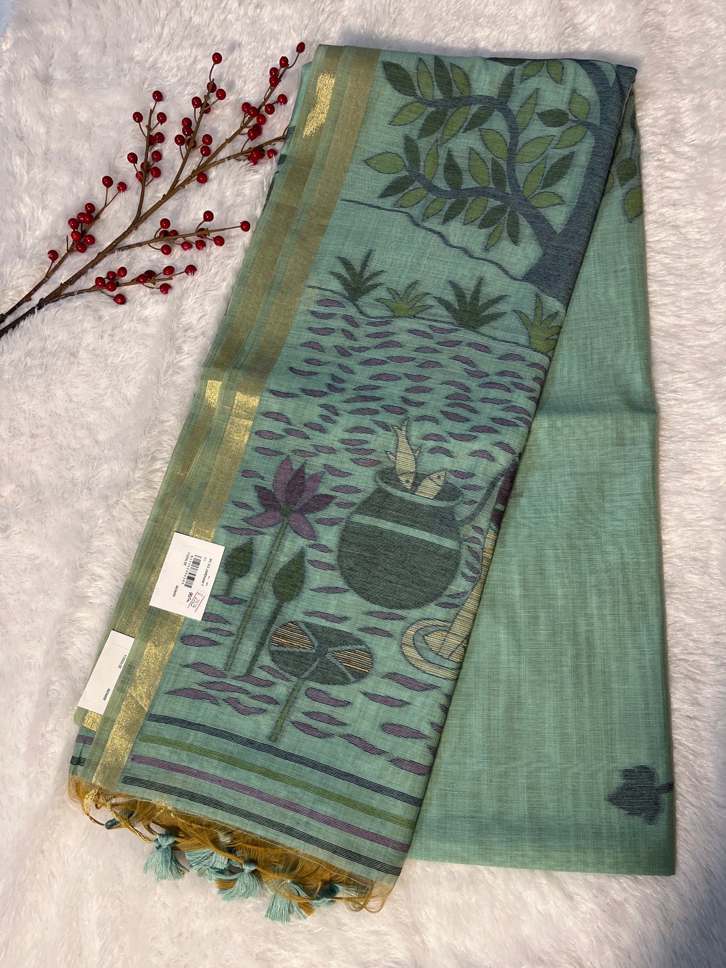 Jamdhani Linen cotton saree