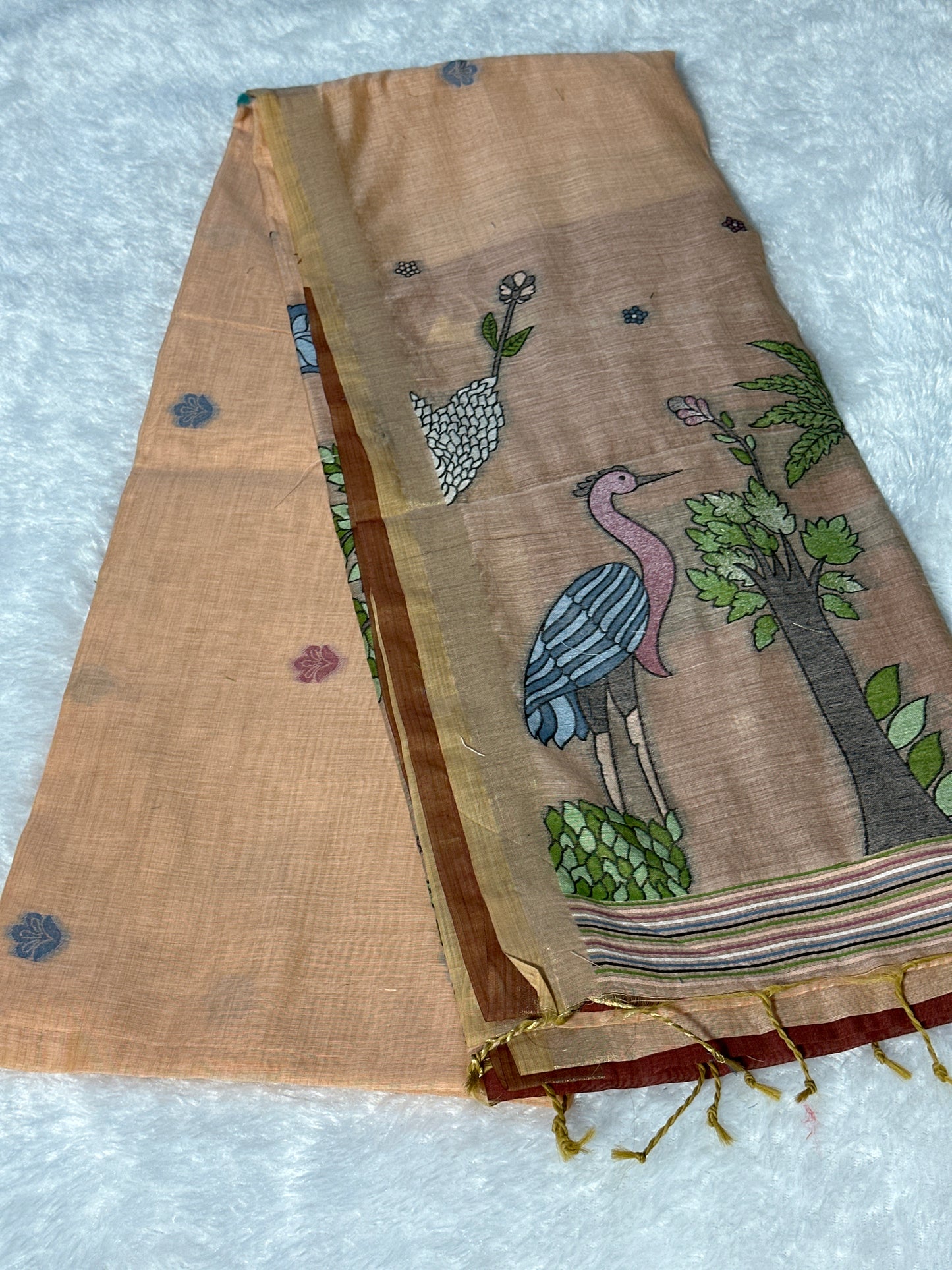Cotton thread work saree