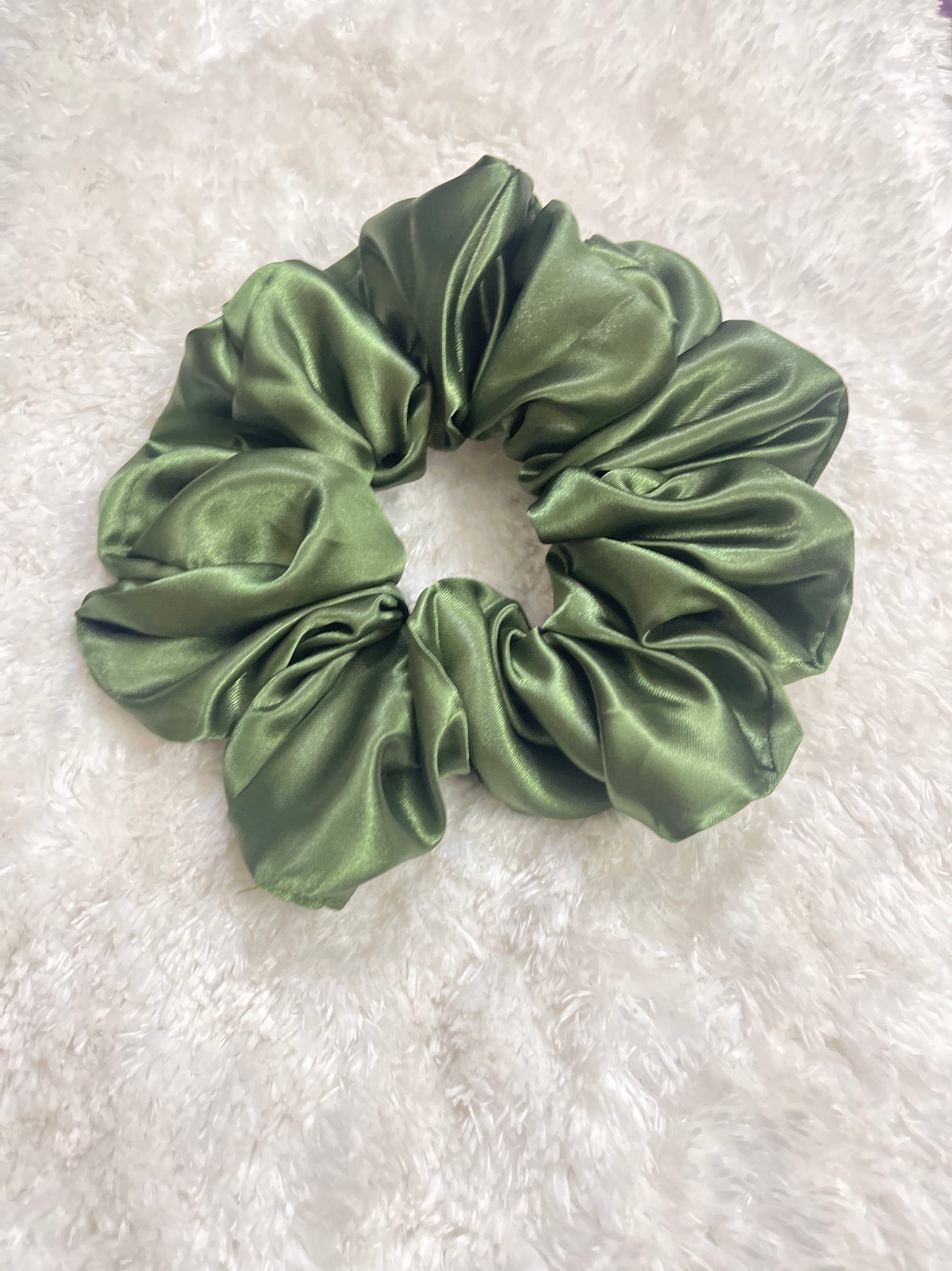 Sea green large satin scrunchie