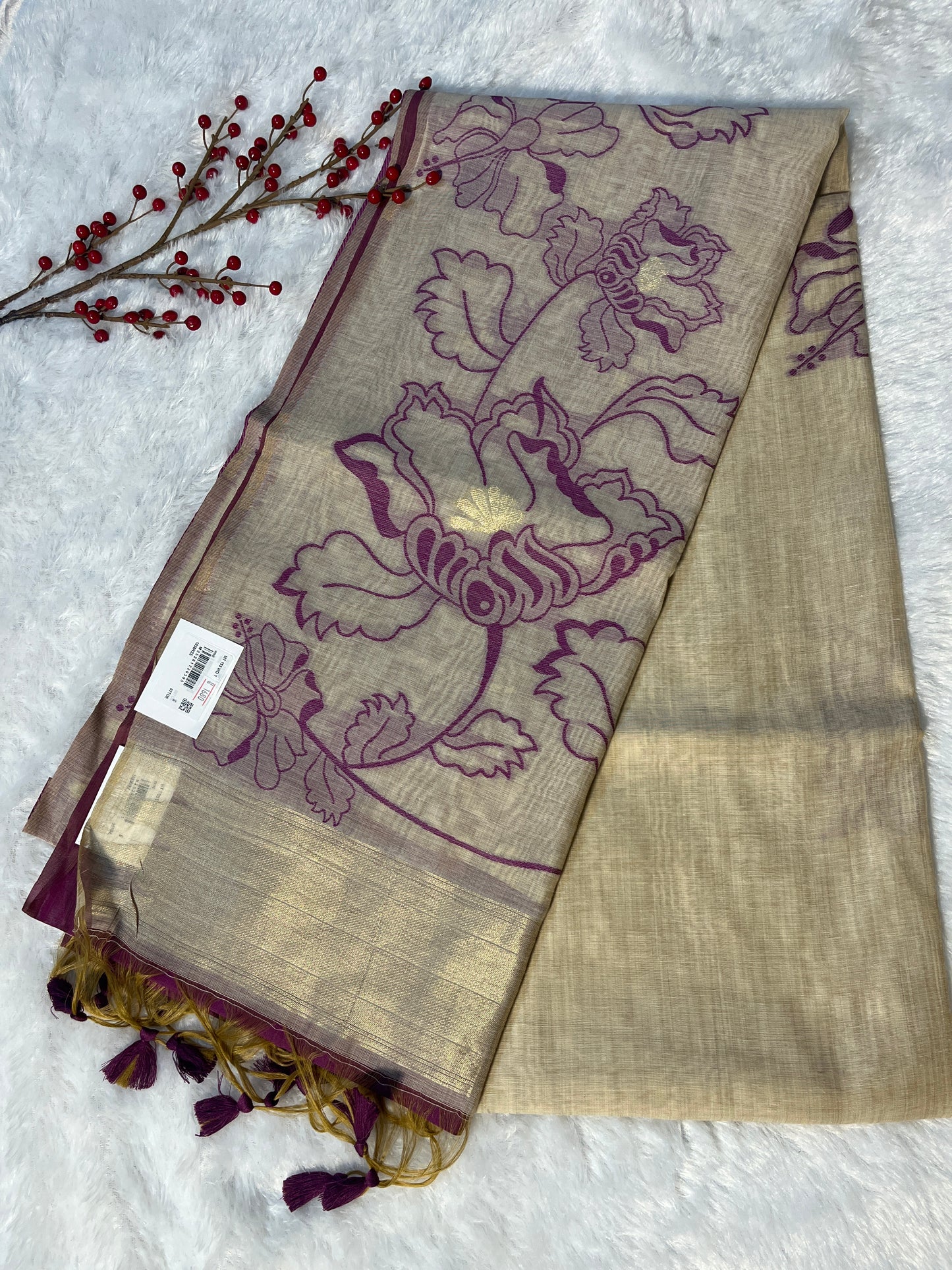 Linen cotton saree
