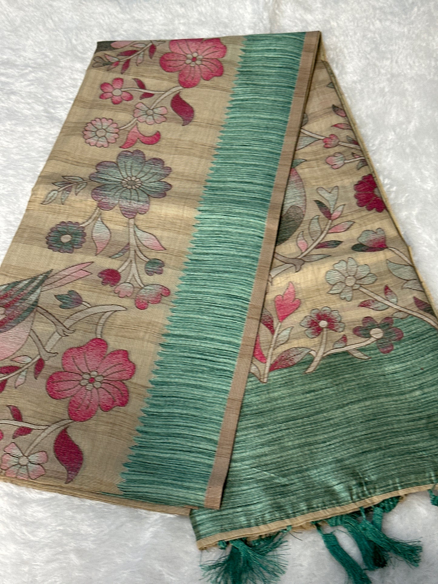 Handloom Cotton thread work saree