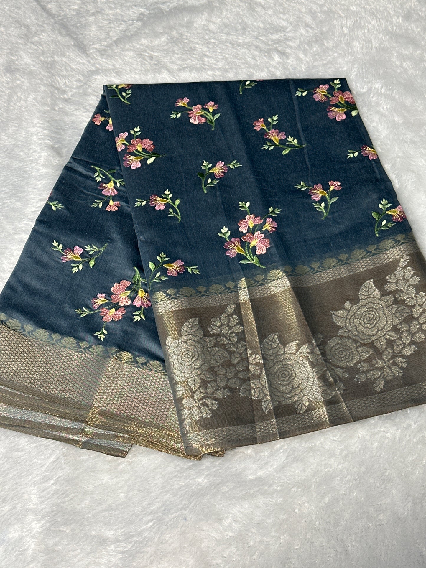 Pure Cotton embroidered saree