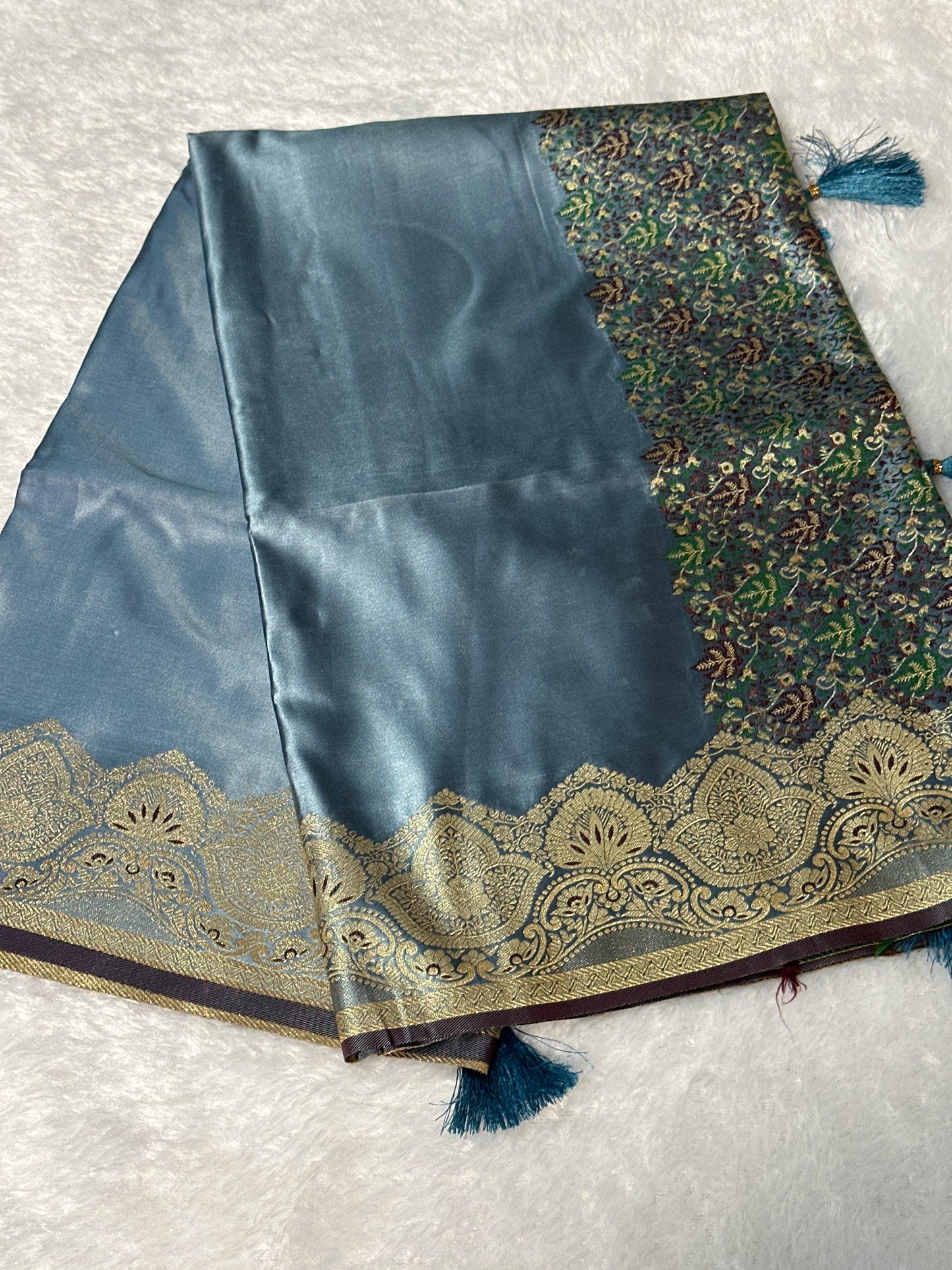 Satin thread work saree