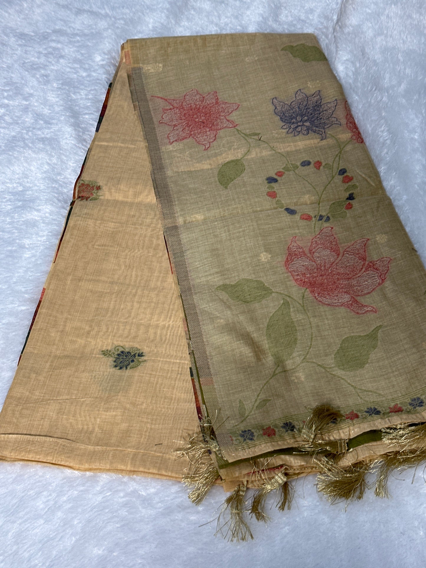 Cotton thread work saree