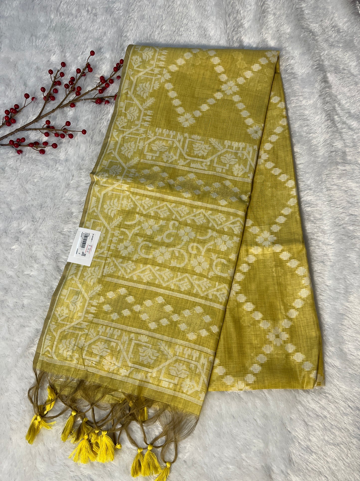 Jamdhani Linen cotton saree