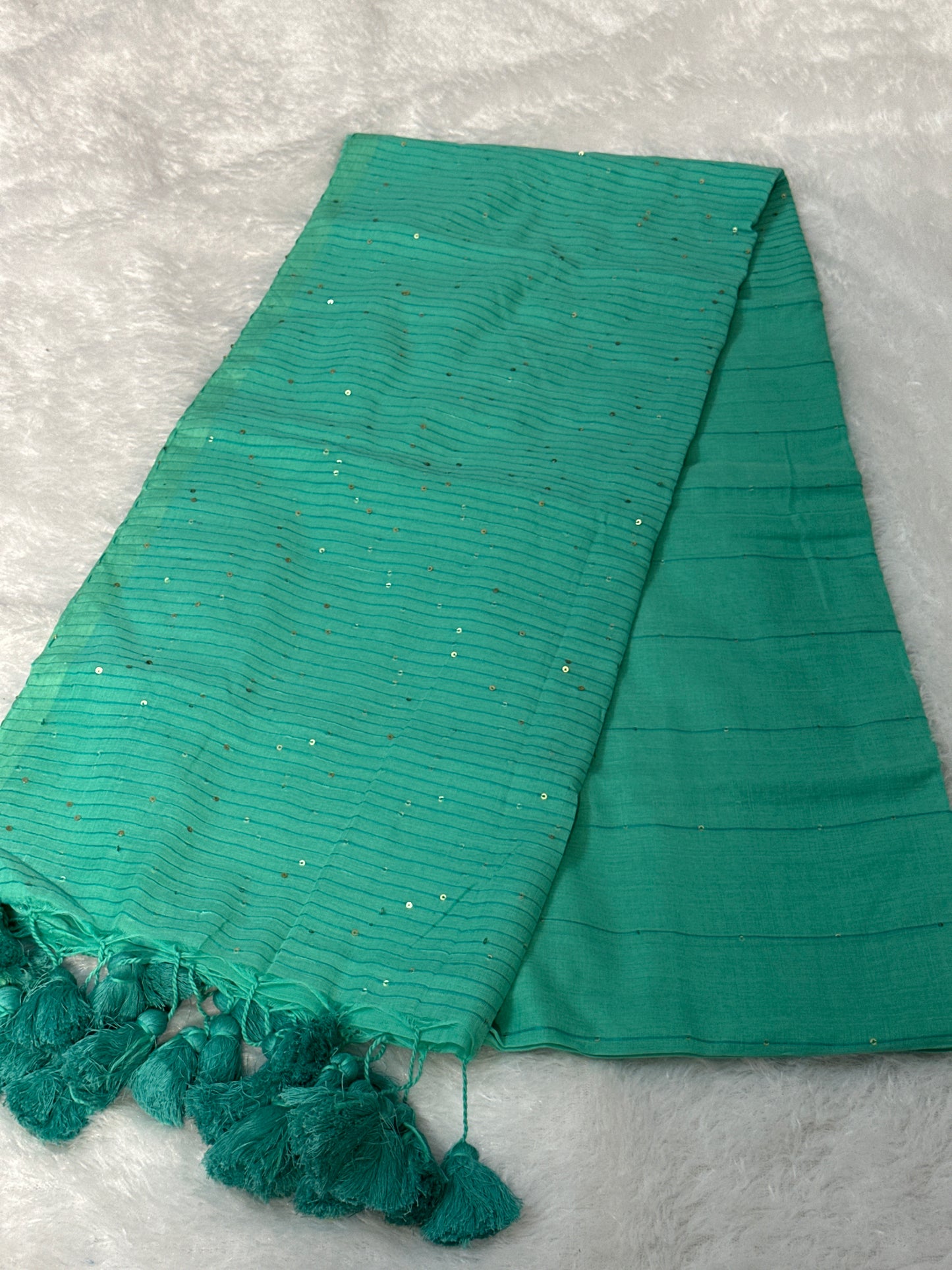 Handloom mul cotton sequence saree (without blouse)