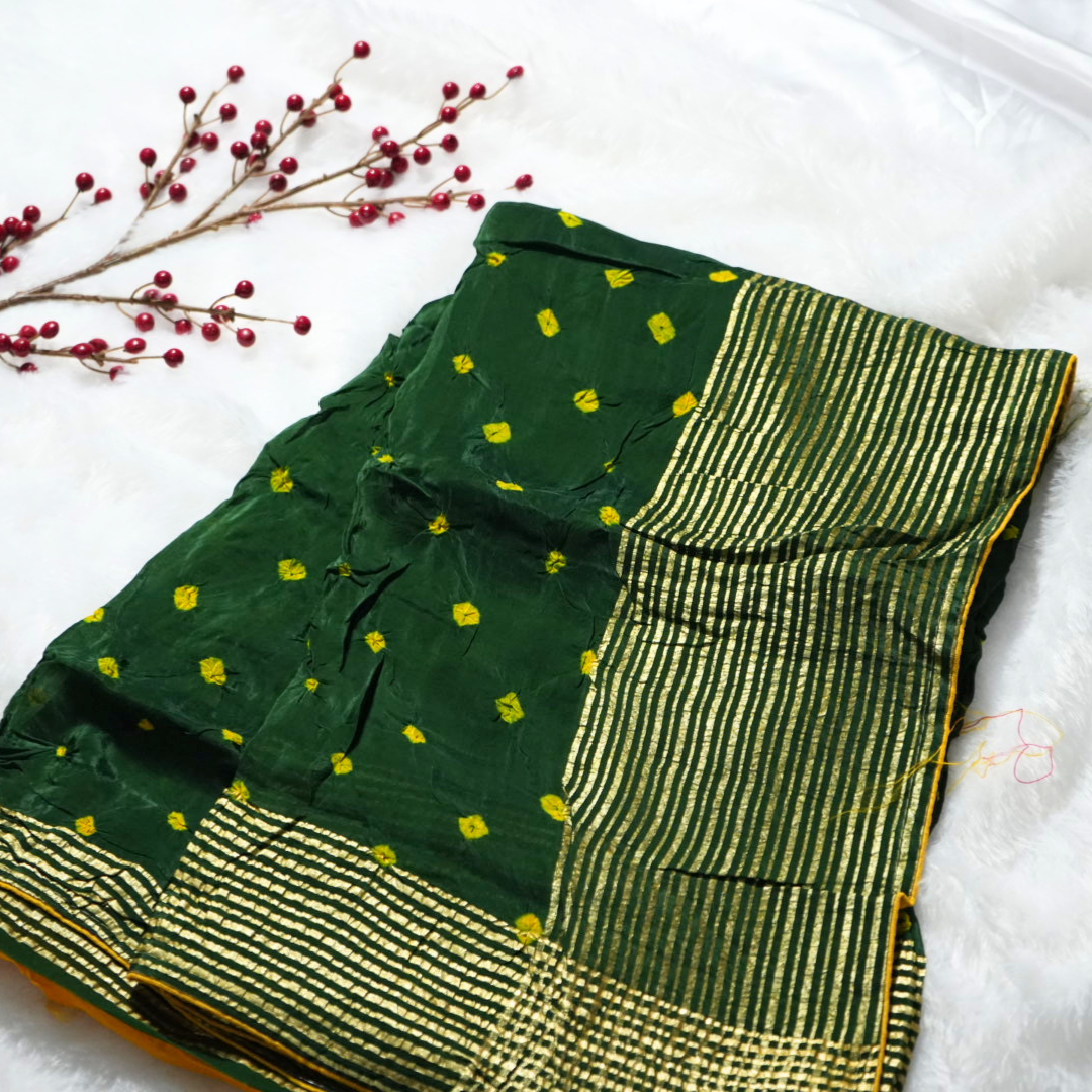Modal Silk Rajasthani Hand Bandhani Saree