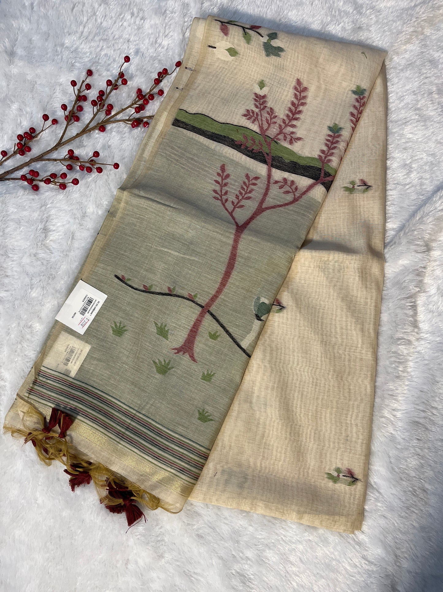 Jamdhani Linen cotton saree