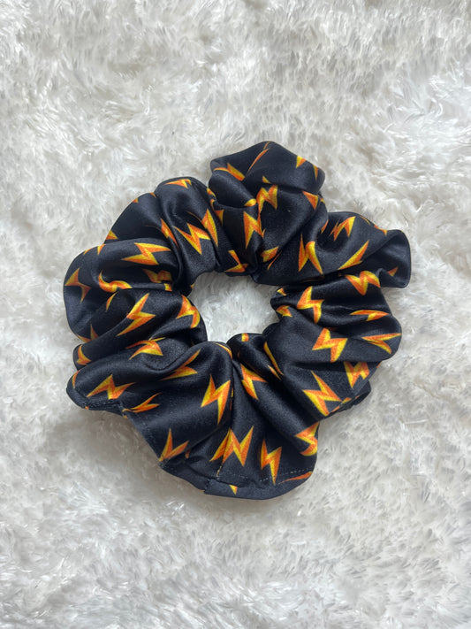 Black flash regular satin scrunchie