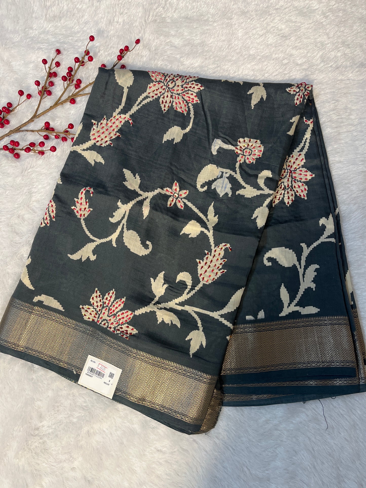 Mul cotton Kantha work saree