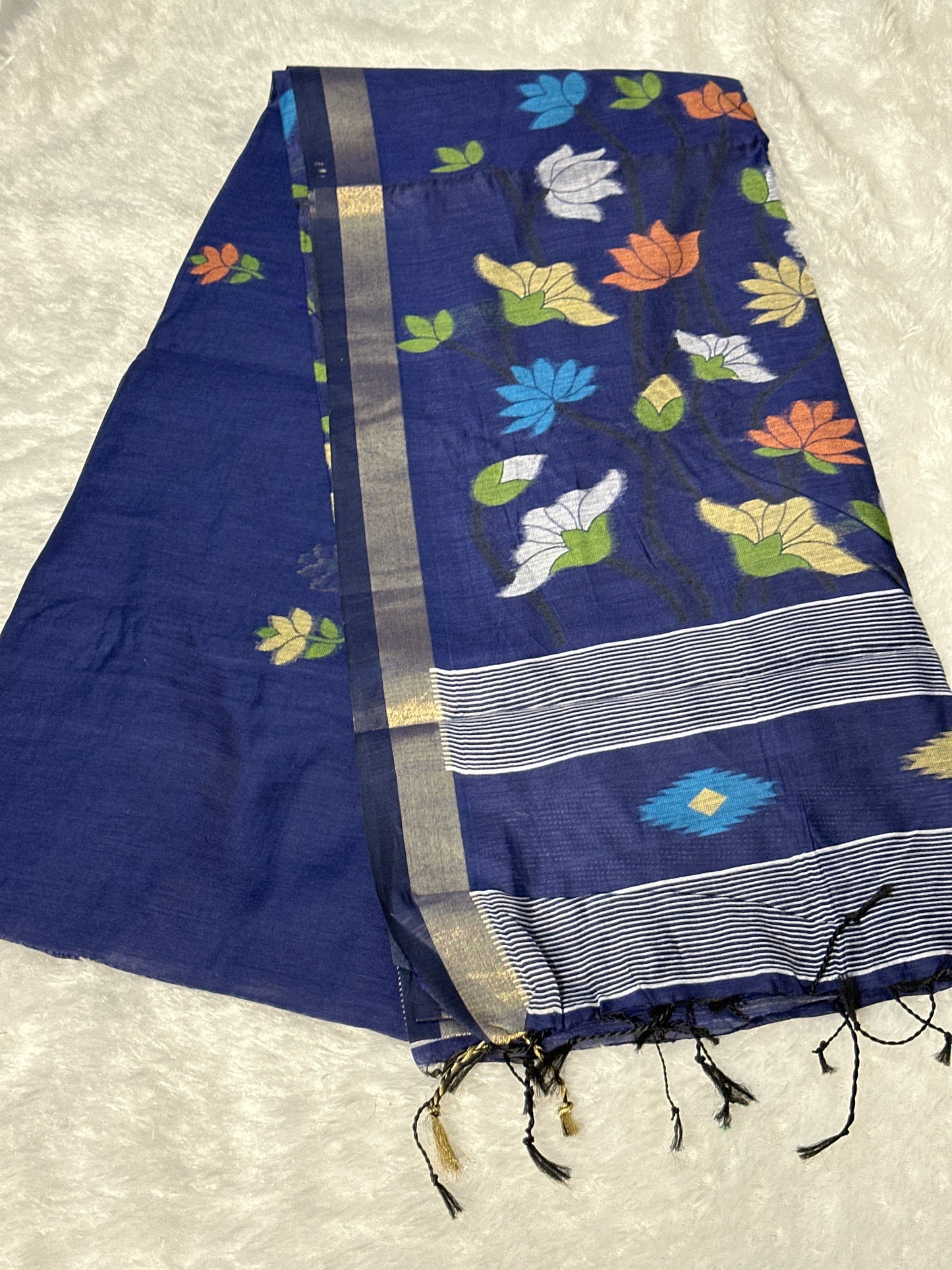 Cotton thread work saree