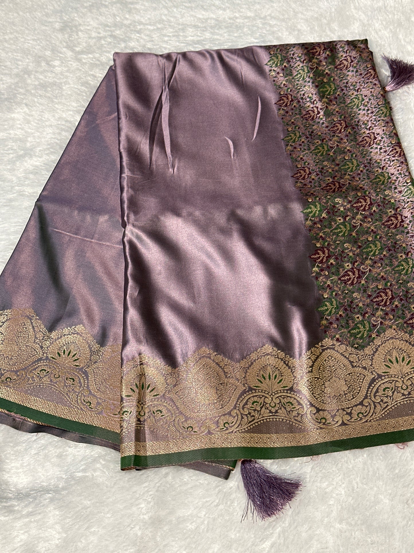 Satin thread work saree
