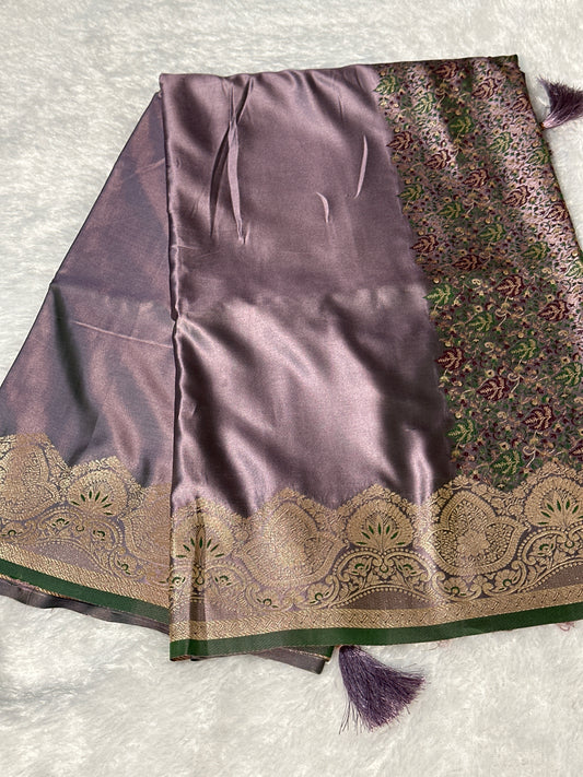 Satin thread work saree