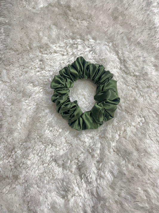 Sea green skinny satin scrunchie