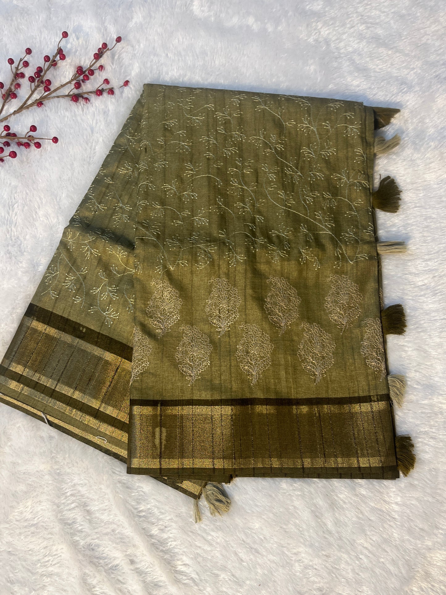 Synthetic silk embroidered saree