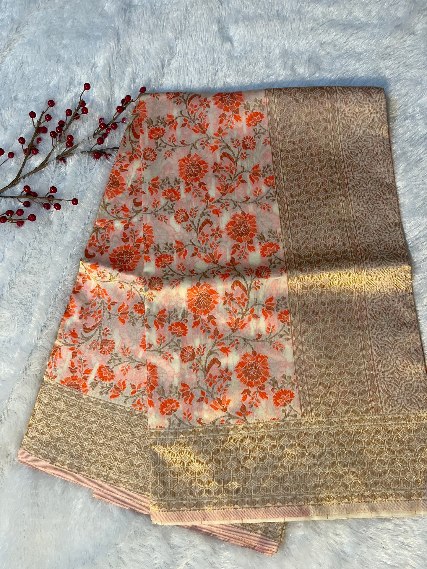 Synthetic silk embroidered saree