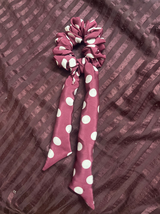 Wine retro tail satin scrunchie