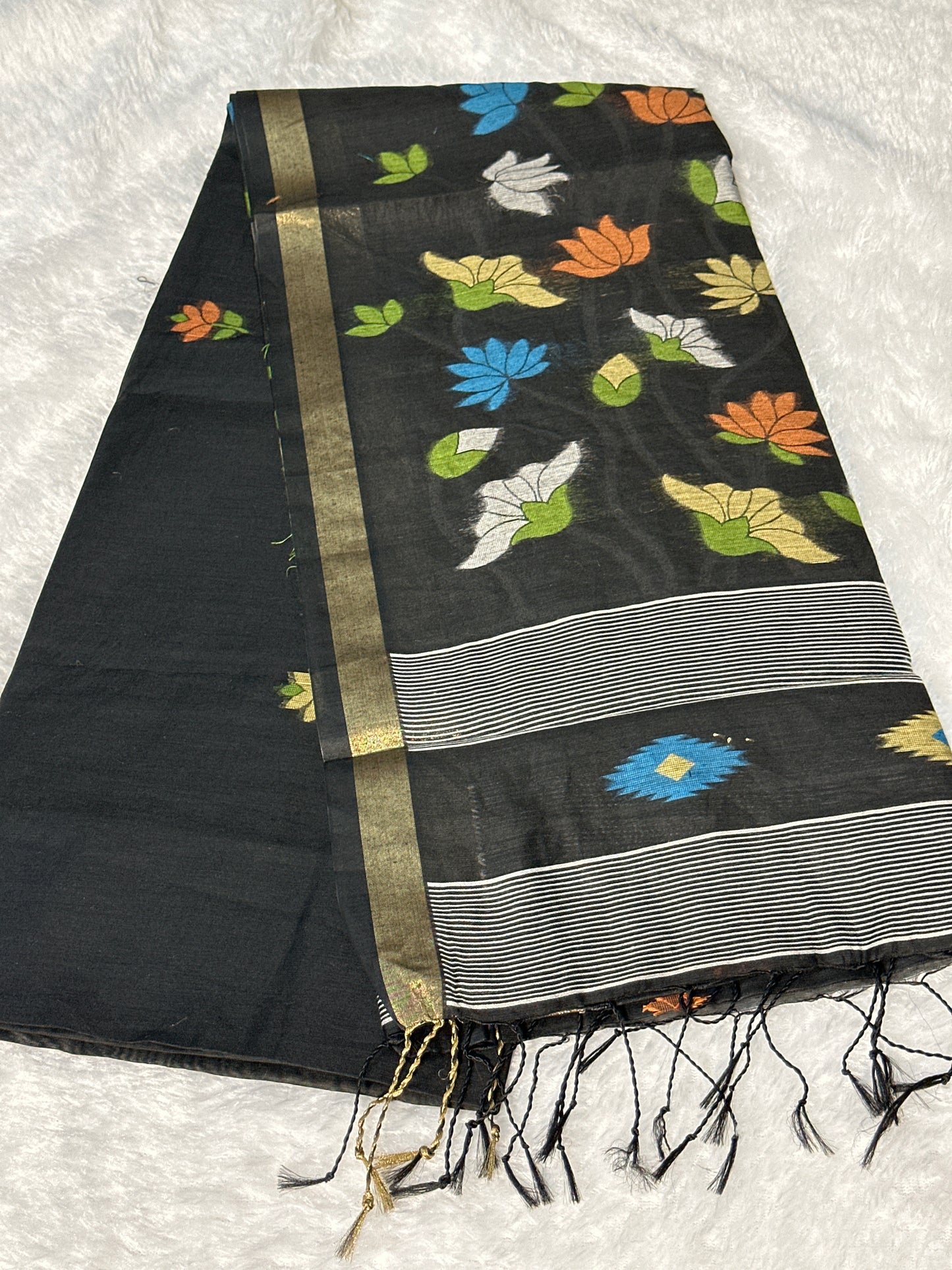 Cotton thread work saree