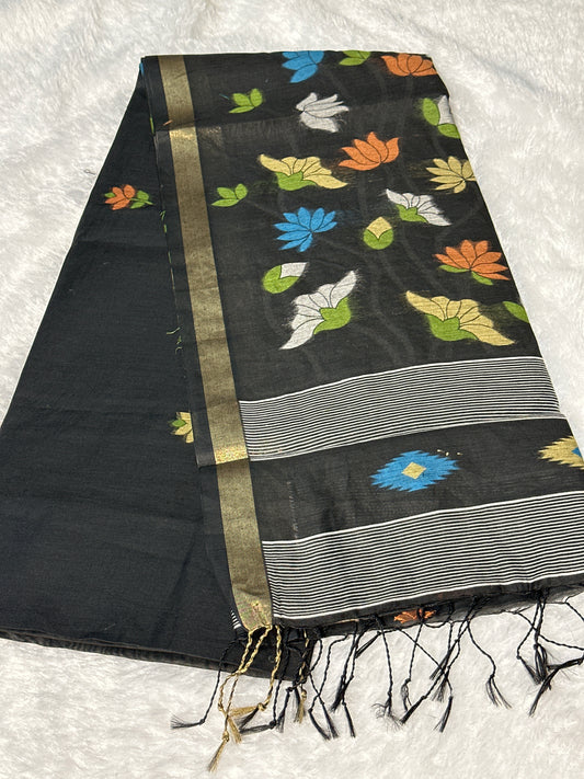 Cotton thread work saree