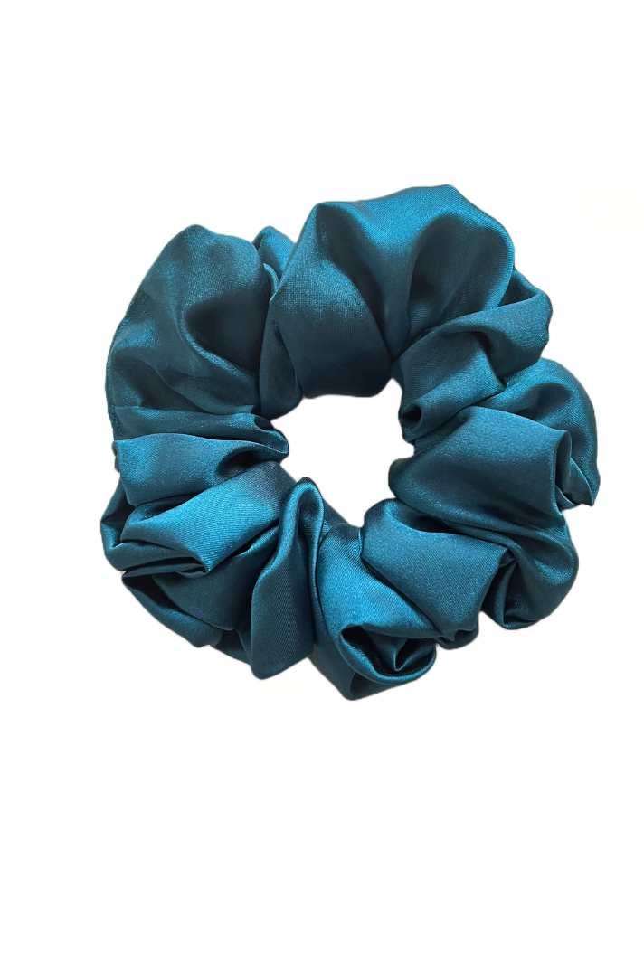 Teal - Large satin scrunchie