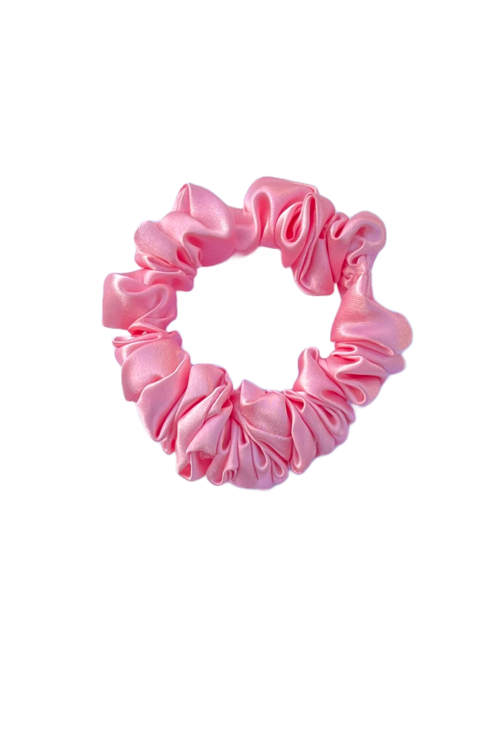 Pink Coral - Skinny satin scrunchie