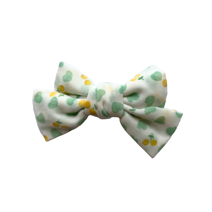 Green Hearts Bow Clip