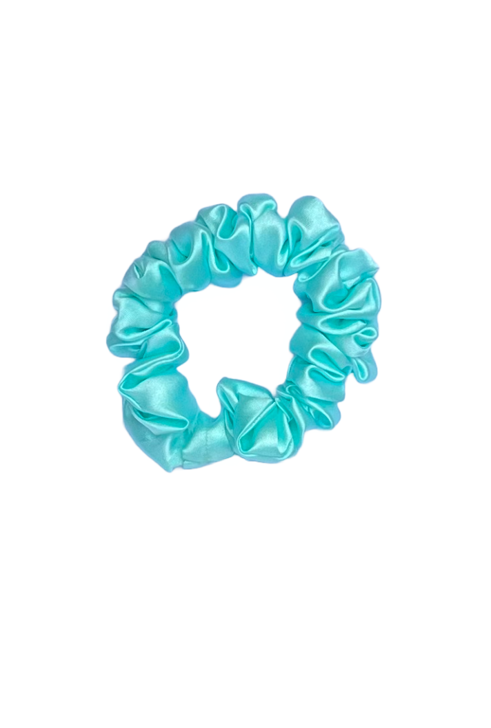 Cyan - Skinny satin scrunchie