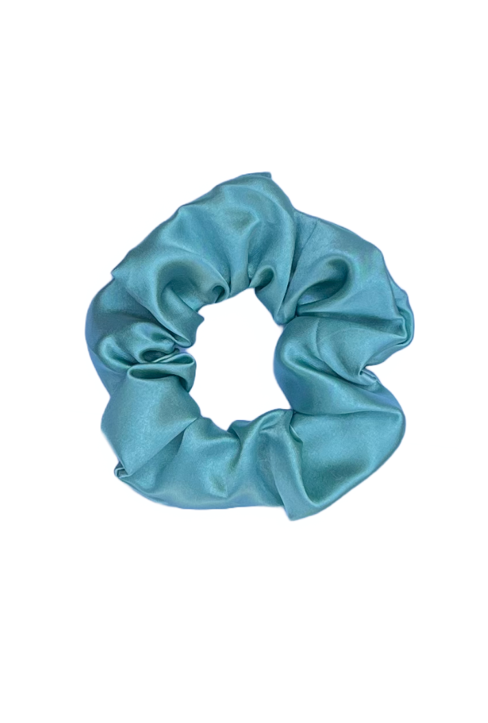 Aqua - Regular satin scrunchie