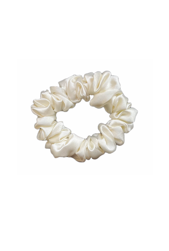 Cream - Skinny satin scrunchie