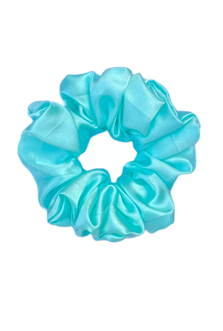 Cyan - Large satin scrunchie