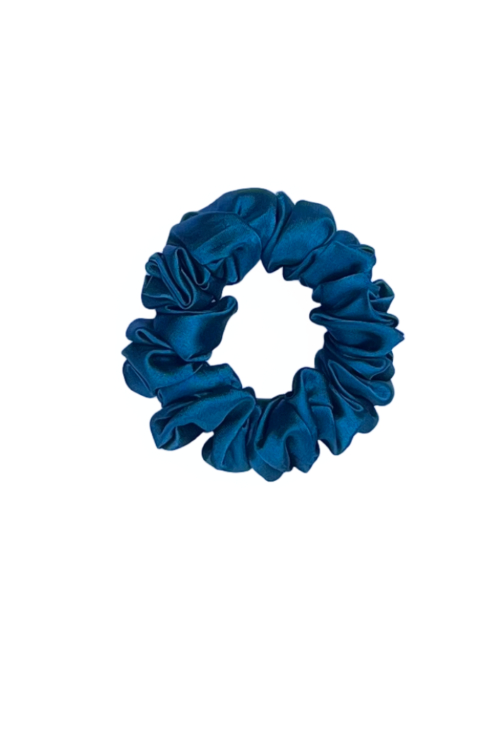 Teal - Skinny satin scrunchie