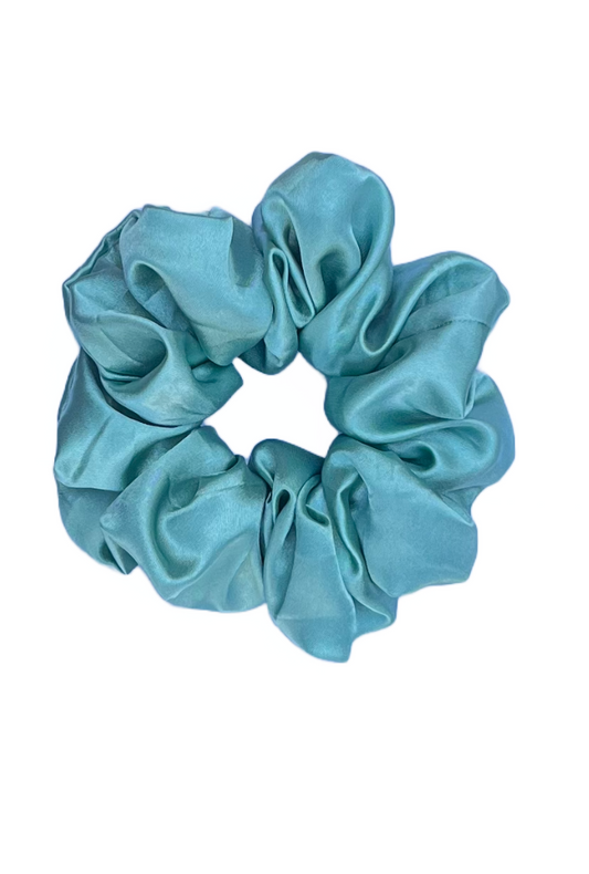 Aqua - Large satin scrunchie