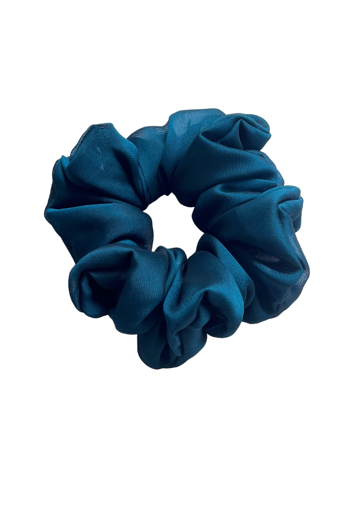 Teal - Large georgette scrunchie