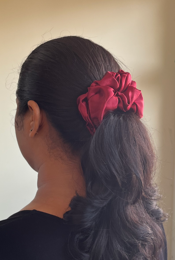 Cherry - Large satin scrunchie