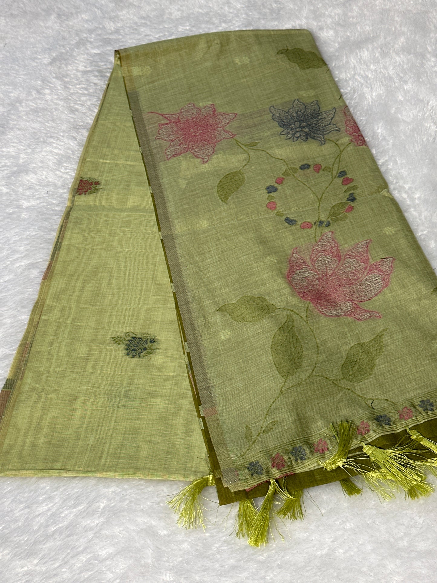 Cotton thread work saree