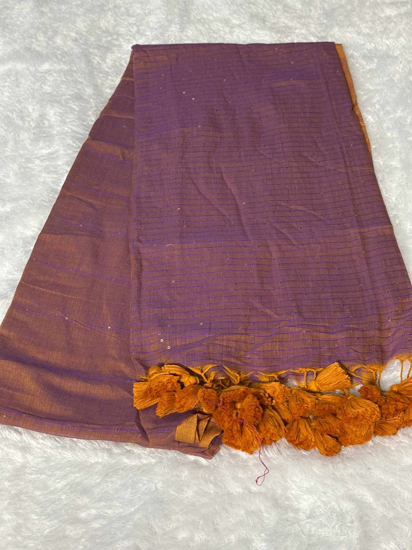 Handloom mul cotton sequence saree (without blouse)
