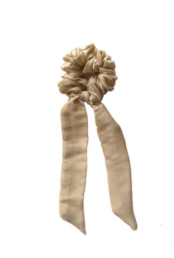 Beige - Tail Georgette Scrunchie