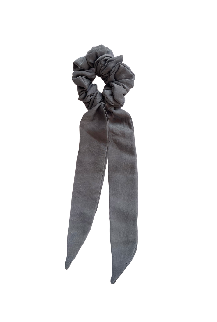 Grey - Tail Georgette Scrunchie