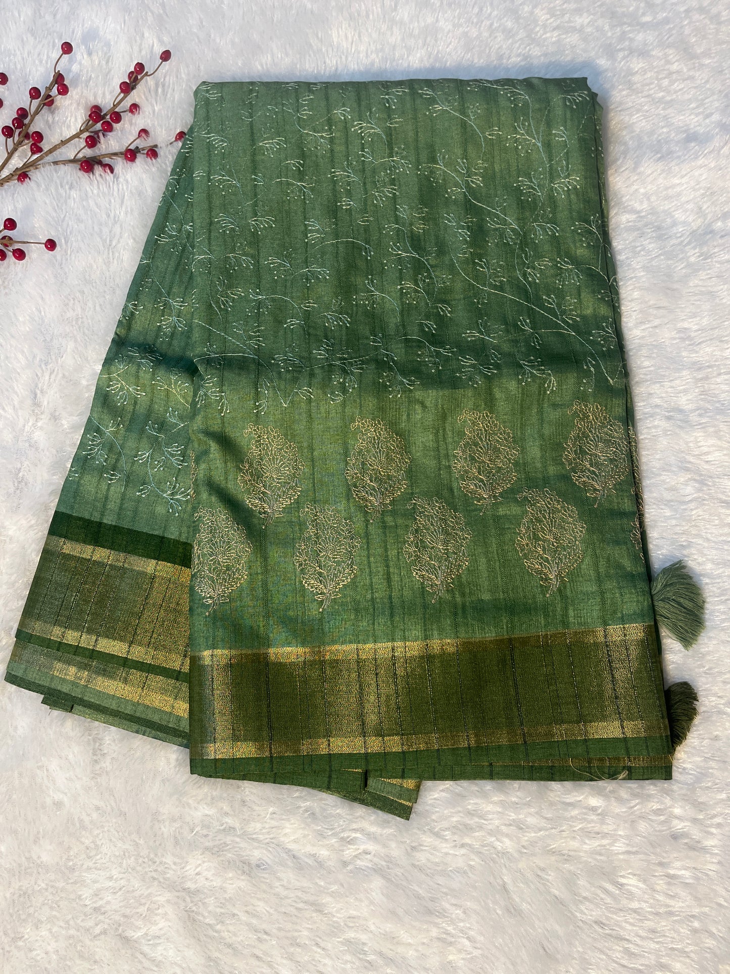 Synthetic silk embroidered saree
