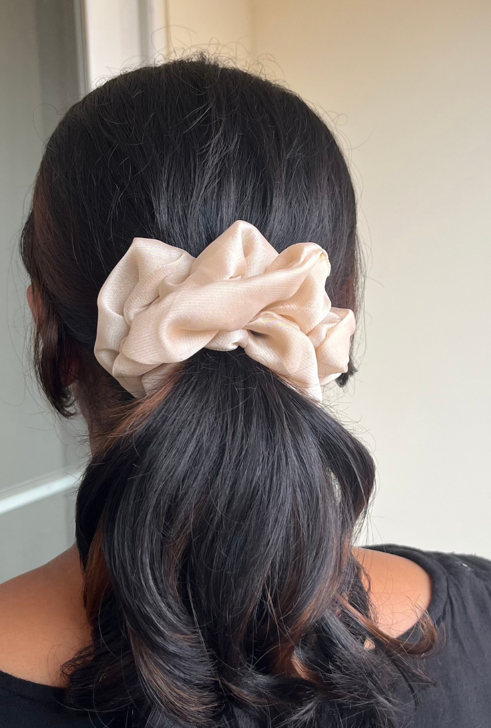 Beige - Large georgette scrunchie