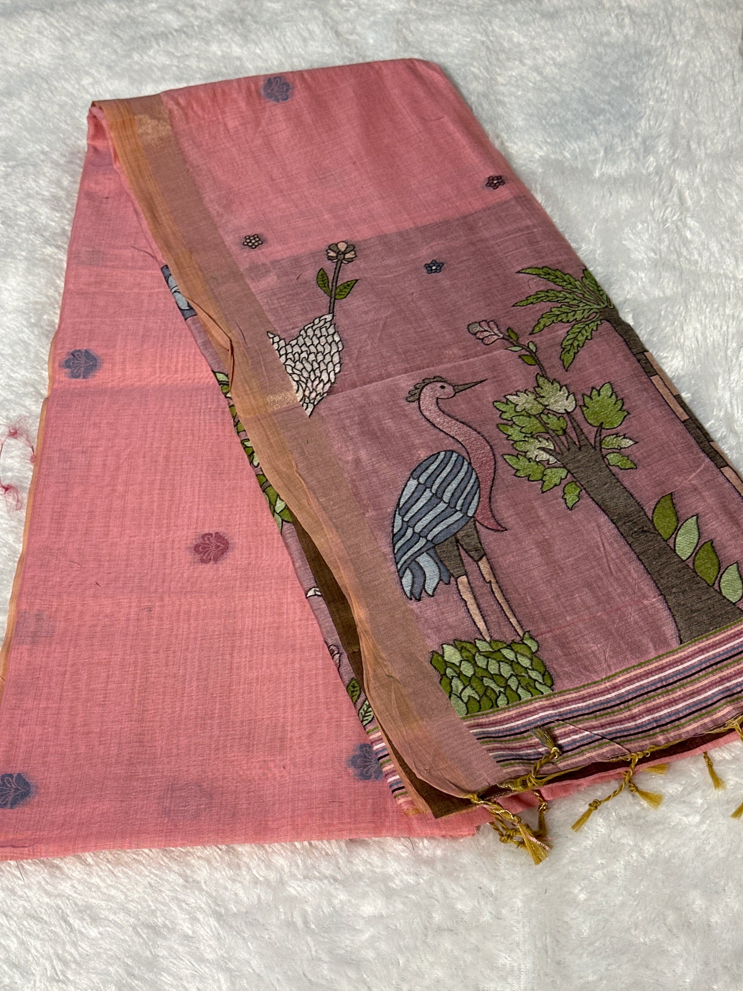 Cotton thread work saree