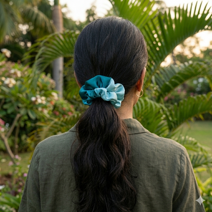 Blue ombré - Large satin scrunchie
